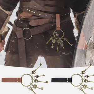 Cross-border medieval PU <b>leather</b> hiking skirt clip Halloween <b>keychain</b> sword ring cosplay props - Product Image 1