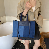 Sac fourre-tout BULAIDAI luxueux rétro en jean avec empiècements, fermeture éclair, sac à bandoulière pour femme, doublure en polyester, toutes saisons, lettres