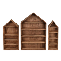 Étagère en bois en forme de maison à plusieurs compartiments, boîte de rangement et présentoir pour figurines miniatures