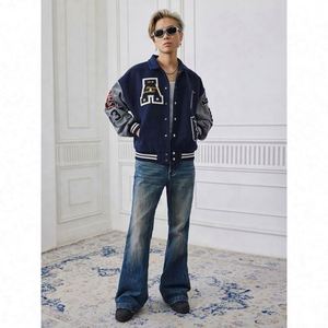 Veste universitaire en molleton épais unisexe américaine avec broderie de lettres, nouvelle tendance <span class=keywords><strong>nationale</strong></span> pour le printemps, l'automne et l'hiver, coupe ample - Product Image 2