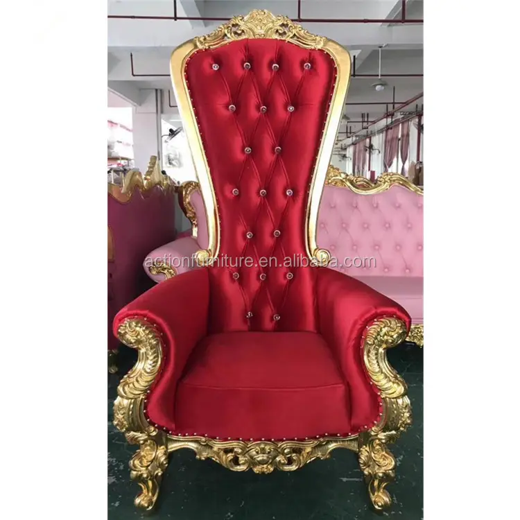 King Throne Classical Antique Single Sofa Chairs Leather Wedding Chairs For Bride And Groom Hotel Used
