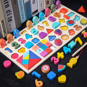 Juguetes Educativos Montessori de Madera, Juegos de Pesca Matemáticos, Camión de Bomberos, Tablero de Actividades para Niños Preescolares - Product Image 1