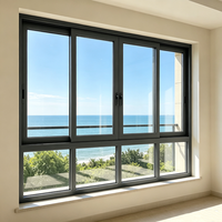 Ventana Corredera de Balcón de Aluminio Negro con Rotura de Puente Térmico, Multipanel, Tamaño Personalizado, Directo de Fábrica