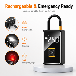 Inflador de Neumáticos Inalámbrico de 150 PSI, Compresor de Aire Portátil de 22L/Min con Manómetro Digital, Luz LED SOS, USB-C para Auto y Bicicleta - Product Image 5