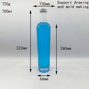 Logotipo de calcomanía personalizado 750ml/700ml whisky Gin <span class=keywords><strong>Vodka</strong></span> botellas de vidrio con corcho estampado en oro Color personalizado para almacenamiento de licor - Product Image 2
