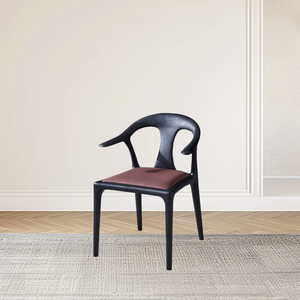 Chaises de salle à manger au design moderne avec chêne noir et frêne blanc, tissu orange, meubles de maison stables pour salles à manger, bureaux et hôtels - Product Image 1