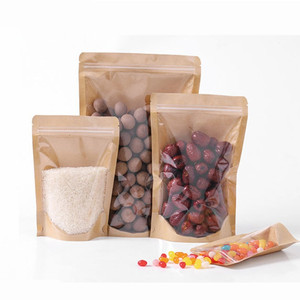 Bolsas de <span class=keywords><strong>Papel</strong></span> <span class=keywords><strong>Kraft</strong></span> Marrón Reutilizables con Ventana Transparente <span class=keywords><strong>para</strong></span> Envasar Café, Té y Azúcar, Reciclables - Product Image 1