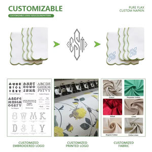 Servilletas de Mesa de Lino 100% Orgánico Ecológicas Hechas a Mano PMZW, Manteles Individuales Bordados Estilo Europeo Lavados a la Piedra 60x60cm Personalizables - Product Image 3