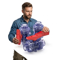Vanne à boisseau sphérique double union transparente en UPVC/PVC Chuanli, résistante à la corrosion, 20 mm, manuelle, pour l'eau, personnalisable OEM, 1 100 psi