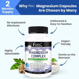 Capsules de complexe de magnésium personnalisées pour soutenir une routine nocturne saine, complément de magnésium complexe, 120 capsules - Product Image 2