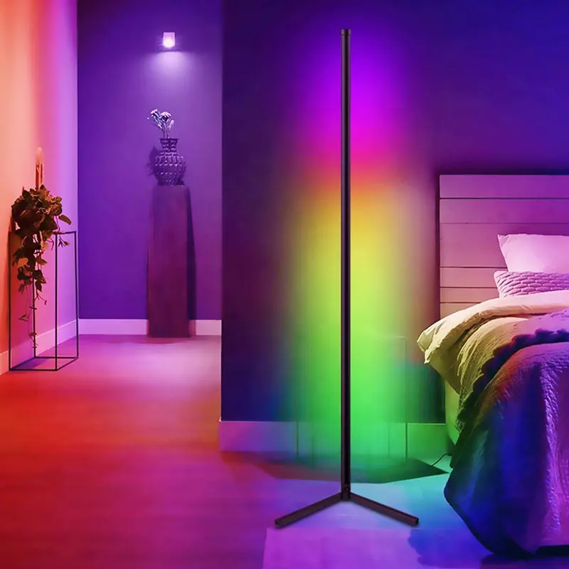 Drop Shipping Télécommande Trépied décoratif Nordic Modern CCT Color Change Corner Led Rgb Floor Standing Lamp For Living Room