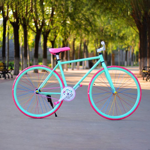 Bicicleta de Carretera de Carreras Colorida de Nuevo Estilo a <span class=keywords><strong>Precio</strong></span> de Fábrica, Bicicleta de Piñón Fijo OEM, Cuadro de Acero de Una Velocidad, <span class=keywords><strong>Llantas</strong></span> de Aleación de Aluminio - Product Image 6