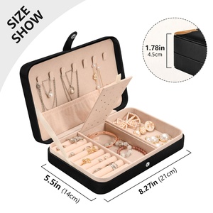 Hawaii Black Puakenikeni Portable Customize Design Rectangle PU Leather Travel Organizer Small Jewelry Box for Women and Girls - Product Image 5