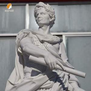 MILY Offre Spéciale sculptée à la main grandeur nature marbre blanc César Auguste Statue pour la commémoration de la ville - Product Image 3