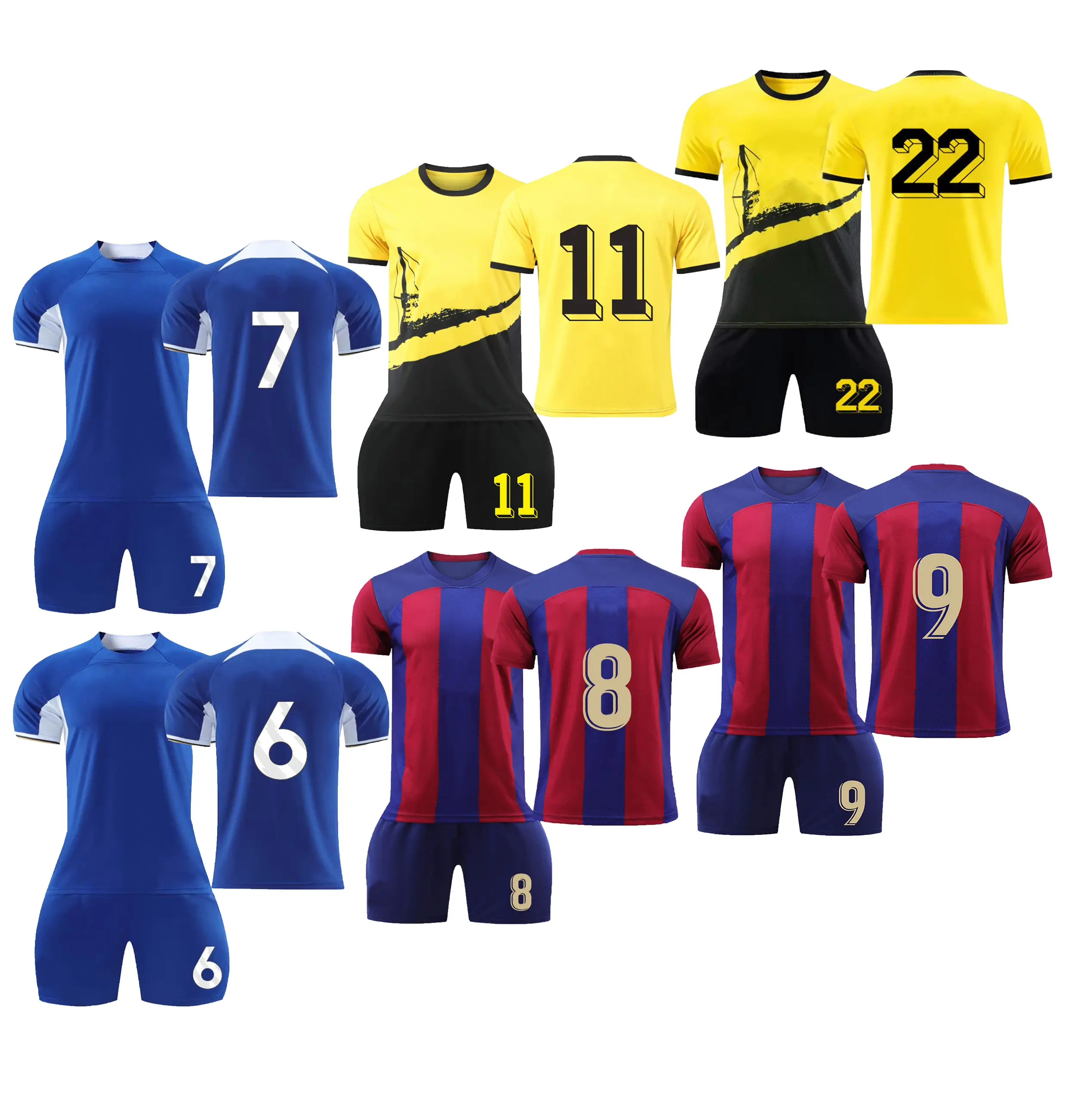 24-25 nouvelle saison Football uniforme universel meilleur Football uniforme rouge blanc et bleu Football uniforme ensemble