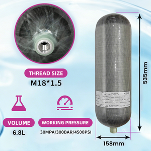Cilindro de Aire de Fibra de Carbono Duradero de 6.8L y 4500 psi para Pistola de Aire <span class=keywords><strong>PCP</strong></span> y Buceo, Botella de Gas HPA Ligera de Alta Presión - Product Image 2