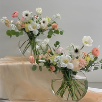 Boule lumineuse à fleur en verre Transparent, ornement de fleur hydroponique plate