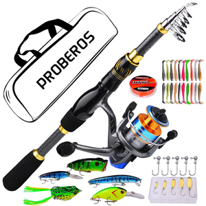 Juego de Cañas de Pescar <span class=keywords><strong>NARON</strong></span> de Carbono para Pesca en Mar, Caña de Largo Alcance, Carrete Giratorio, Juego Completo de Señuelos, Línea, Anzuelos y Equipo de Pesca - Product Image 1