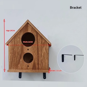 Caja de madera circular para búhos con orificio de entrada, para exteriores, con tornillos de montaje y virutas de madera, casa para mascotas - Product Image 4