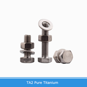 Vis à tête hexagonale en titane de grade 4.8 avec jeu d'écrous plats DIN933+DIN934+DIN25, différentes tailles de M3 à M20 - Product Image 2