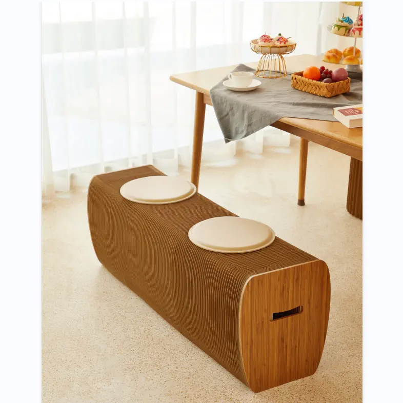 Home Furniture Softeating Modern Design Folding Paper Stool Sofa Chair Kraft Paper Relaxing Foot Stool-Fashion Paper Design