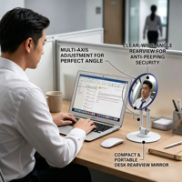 Miroir de bureau anti-espion en acrylique convexe avec cadre en fer pour moniteur d'ordinateur de bureau, vente en gros