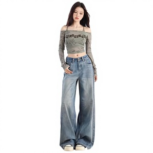 Jeans de Mezclilla Azul Claro Holgados para Mujer, Estilo Vintage, Cintura Alta, Pierna Ancha, Color Sólido, Estilo Casual para Verano 2026 - Product Image 6