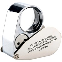 40X Metal LED Lights Folding Magnifier Plastic Lupas for Antique Stamps Jewelry & Diamond Identification