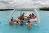 Plateforme flottante gonflable personnalisée pour jeux aquatiques, fête, bana, île, quai, tente, à vendre, modèle 2025