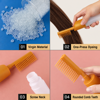 Bouteille applicatrice de teinture capillaire en plastique PET de 110 ml, 120 ml, 170 ml avec peigne et brosse graduée pour salon de coiffure, teinture capillaire, huile