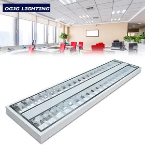 surface mounted led troffer fixture t8 grids protection recessed office linear Grille Lamp