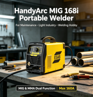 Machine à souder ESAB HandyArc MIG 168i 2-en-1 MIG/MMA 160A, soudeuse à inverter portable, nouvelle, 220V, pour la maison