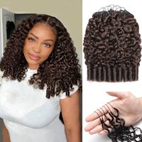 Extensions de cheveux humains bouclés birmans pré-séparés, 40 mèches, 50g, nœuds invisibles, effet plume, pour crochet