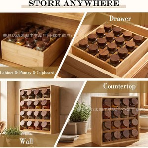 Wooden Spice <b>Rack</b> 4 Layers Wall Mounted Large Capacity Kitchen <b>Storage</b> For Spice <b>Bottles</b> And Glass Jars - Product Image 4