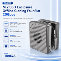 Station d'accueil SSD NVMe PCIe Gen3x4 à 4 baies avec clonage hors ligne, USB 3.2 Gen2x2 20 Gbit/s, ventilateur intégré, en aluminium, pour SSD 2230-2280, jusqu'à 8 To, alimentation 12/8A