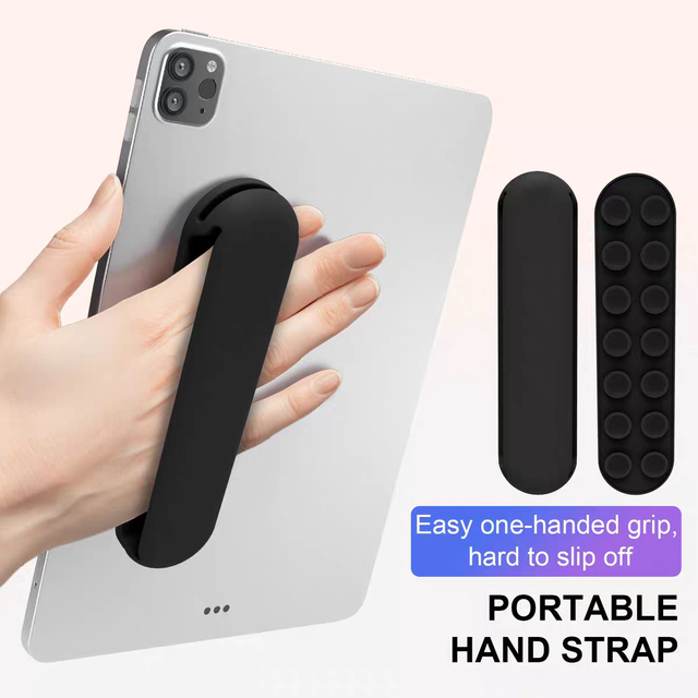 Silicone Tablet Hand Strap Ergonomic One-Hand Grip Holder for E-Readers Tablets (iPad Compatible) Suction Cups Secure