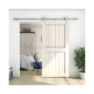 Système de porte coulissante, quincaillerie de porte de placard, acier inoxydable SS304, <span class=keywords><strong>kit</strong></span> de rail plat à roulettes de 6,6 pieds/2 m, <span class=keywords><strong>kit</strong></span> de quincaillerie de porte de grange - Product Image 4