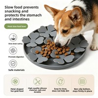 Gamelle d'alimentation lente en silicone à motif floral, avec base à ventouse, antidérapante, étanche, de qualité alimentaire, portable et moderne pour animaux de compagnie