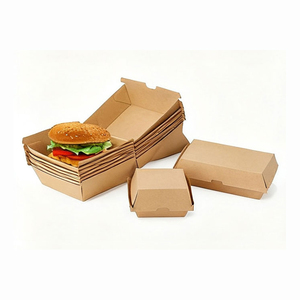 Biểu tượng tùy chỉnh khoai tây chiên giấy kraft bánh hamburger bao bì dùng một lần lấy đi Hộp Ăn Trưa Burger Fry Gà Hộp thực phẩm <span class=keywords><strong>container</strong></span> - Product Image 3