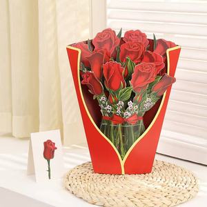 Thấp moq 3D Giấy Cầm Tay Bó hoa thiệp chúc mừng hoa Hoa mong muốn Thẻ quà tặng cho ngày Valentine đám cưới ngày của mẹ - Product Image 3