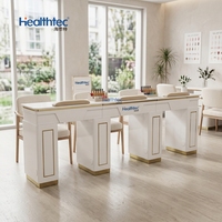 Table de manucure en bois avec plateau en marbre blanc de style européen