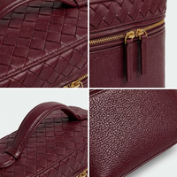 Trousse de Maquillage Matelassée en Cuir Véritable avec Fermeture Éclair Dorée, Organisateur Cosmétique de Luxe, Pochette de Voyage, Option Logo Personnalisé