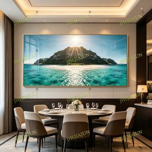 Peinture murale LED personnalisée en porcelaine cristalline, anti-UV, encadrée, motif île tropicale, paysage marin, pour salon, décoration intérieure, vente en gros - Product Image 4