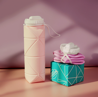 Gobelet de voyage télescopique pliable en silicone de qualité alimentaire 600 ml, réutilisable, anti-fuite, pour sports de plein air