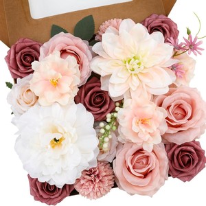 Arrangements de bouquets de mariée de haute qualité, fleurs bleues, roses, dahlias, têtes de fleurs mélangées pour la décoration de mariage DIY, baby showers - Product Image 5