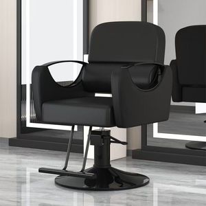 Meubles de salon de coiffure très demandés, chaise de coiffure simple en cuir, fauteuil de barbier inclinable et réglable doré - Product Image 3