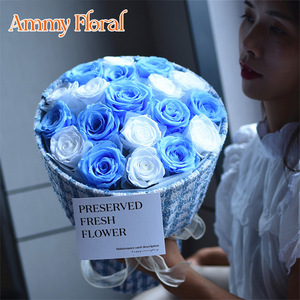 Ramo de cuero <span class=keywords><strong>Rosa</strong></span> preservado de Ammy Valentine, ramo de flores eternas, rosas para siempre, ramo de flores de boda naturales, para siempre, para el año 2000 - Product Image 5