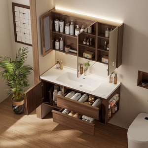 New bathroom cabinet antique style ceramic integrated basin <b>side</b> storage washbasin cabinet combination - Product Image 6