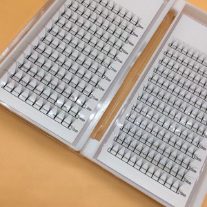 Vente en gros d'extensions de cils naturels longs de qualité supérieure mat foncé 0.05 C D L longue tige coréenne PBT volume préfabriqué avec CC Curl - Product Image 2