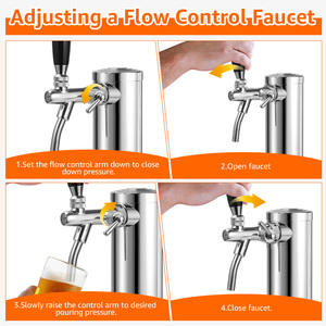 Robinet de bière 3 ''à tirage simple/double/triple tour de Kegerator avec noyau en acier inoxydable à fermeture automatique et réglage du débit - Product Image 6